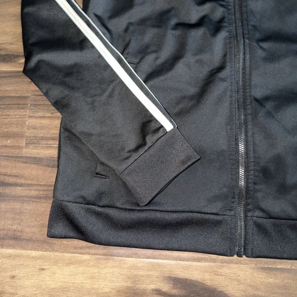 Adidas Classics Black Track Jacket Youth Xl (18/20) Striped Sleeves